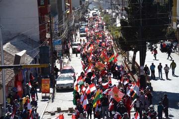 Las banderas bolivianas y potosinas flamearon en la marcha desarrollada ayer.