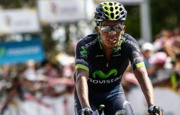 El boliviano del Movistar Team, Óscar Soliz en el momento que deja la septima etapa.