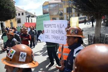 Los trabajadores en una movilización de la semana pasada.