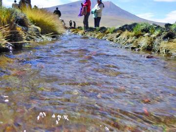 Las aguas potosinas y en recuadro el alcalde en ejercicio.