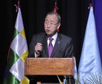 El secretario general de laONU, Ban Ki-moon, en su discurso en la Conferencia.