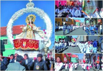 La bandera de Potosí estuvo en la imagen de la virgen como símbolo de acompañamiento al pueblo potosino.