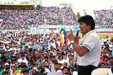 El presidente, en la concentración.