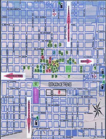 Mapa turístico de la ciudad de Uyuni.