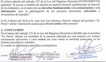 TDE autorizó noticia sobre la encuesta