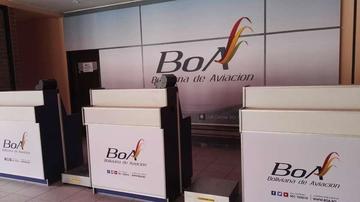 Estas son las instalaciones de Boliviana de Aviación ya instaladas en el aeropuerto.