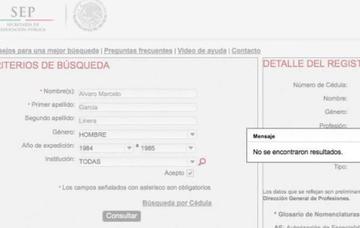 Según un registro, García no tiene título profesional
