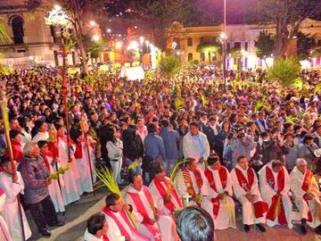 Los feligreses celebraron la misa de Domingo de Ramos.