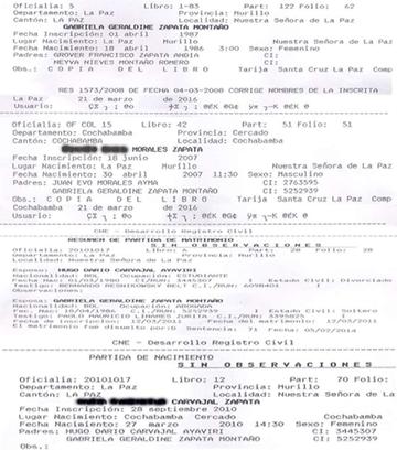 Gabriela Zapata tenía 21 años cuando nació su hijo con Evo