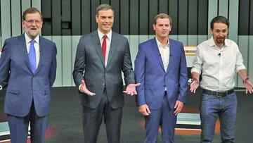 Los candidatos Mariano Rajoy, Pedro sánchez, Albert Rivera y Pablo Iglesias.