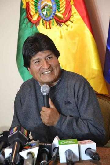 El presidente, Evo Morales, en conferencia de prensa en San Jorge.