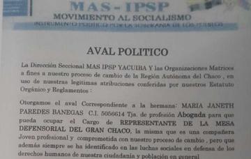 Denuncia: representante de la Defensoría obtuvo “aval político” del MAS