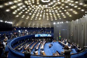 Vista general del Senado brasileño durante el juicio político contra la expresidenta brasileña suspendida.