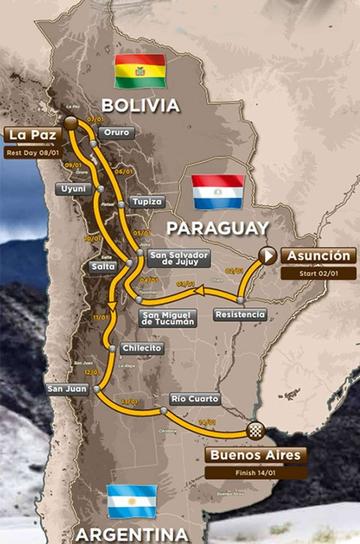 La carrera se desarrollará por parte de los territorios de Paraguay, Bolivia y Argentina.