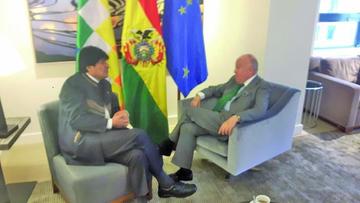 Evo Morales y el presidente del organismo internacional, Enrique García.