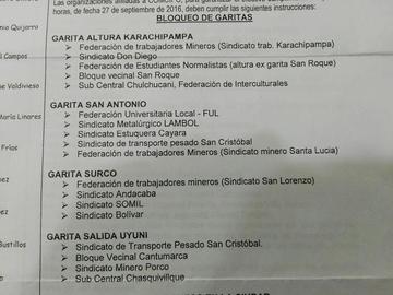 El instructivo para bloquear las garitas.