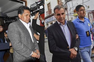 El exdirector administrativo financiero, coronel Winston Celis y el excomandante de las FF.AA., Omar Salinas.