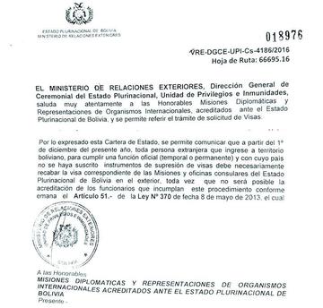 Endurecen las normas para los diplomáticos que ingresen a Bolivia