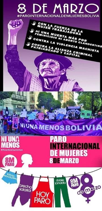 Bolivianas se unirán hoy al paro laboral y doméstico de 50 países