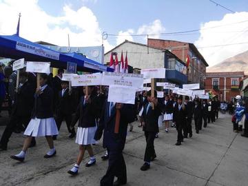 Estudiantes de la escuela Manuel Belgrano.