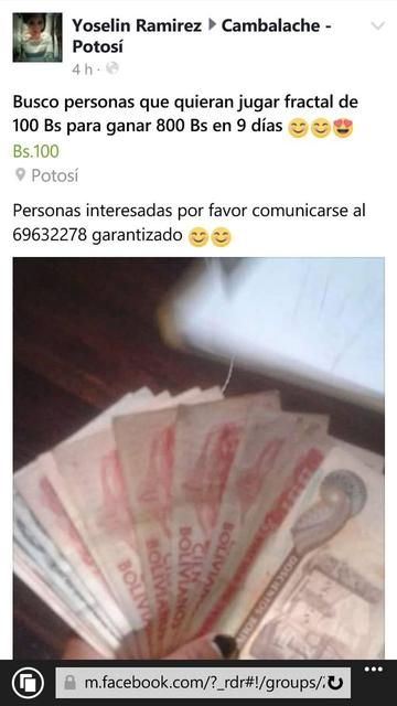 El Whatsapp es utilizado para promocionar la estafa.
