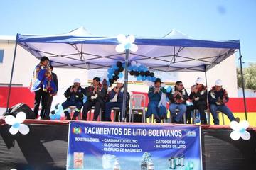 El acto de inauguración de la planta de producción de materiales catódicos de litio.