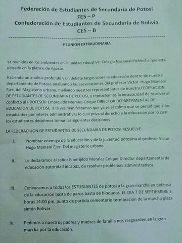 Estudiantes anuncian marcha para mañana