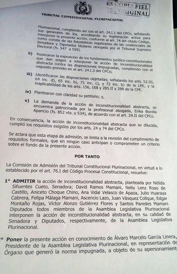 TCP admite recurso del MAS para repostulación indefinida de Evo