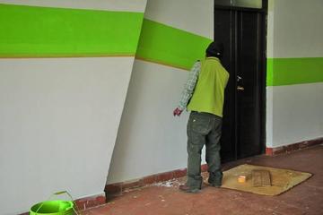 Imágenes de las obras que se ejecutan en el campo de juego.