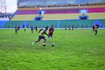 Los jugadores lilas durante su último entrenamiento.