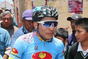 El  pedalista potosino tras su victoria.