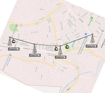 Este es el posible trazo de las estaciones de pasajeros para entrar a las cabinas del teleférico.
