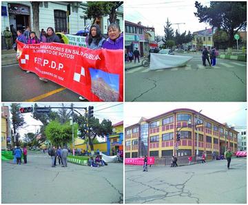 Los salubristas sindicalizados bloquearon las calles ayer.
