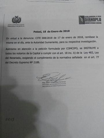 La denuncia de Comcipo y la respuesta de la directora del notariado.