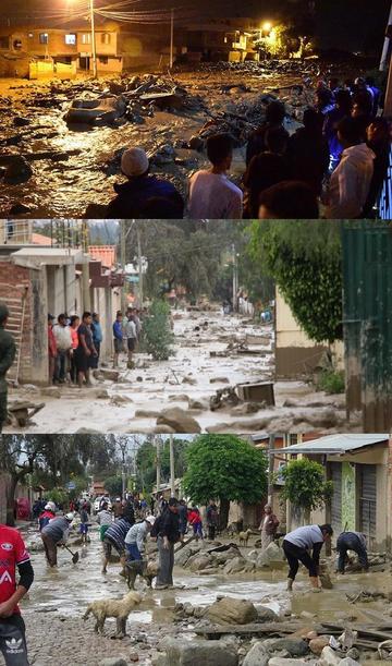 El río de lodo arrastró todo tipo de objetos.