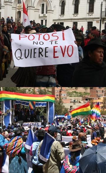 En Potosí, se movilizaron en contra y a favor de la respostulación.