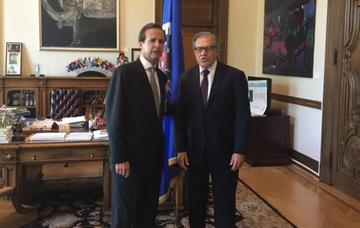 El exmandatario Quiroga y el secretario del organismo, Luis Almagro.