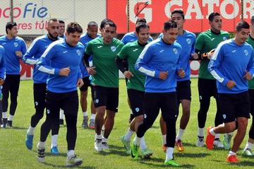 El plantel celeste, durante el cierre de sus entrenamientos.