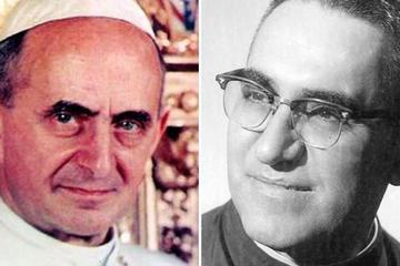 El Papa Pablo VI y monseñor Óscar Romero.