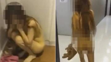 Mujer aparece desnuda en un inmueble