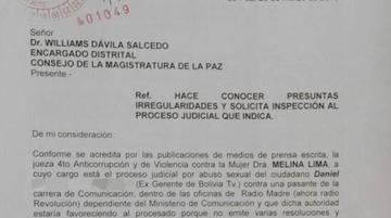 Piden a Magistratura de La Paz investigue a jueza Lima 