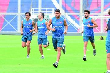 Los jugadores argentinos durante su entrenamiento.