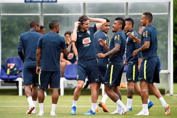 Los jugadores de la canarinha durante su entrenamiento.