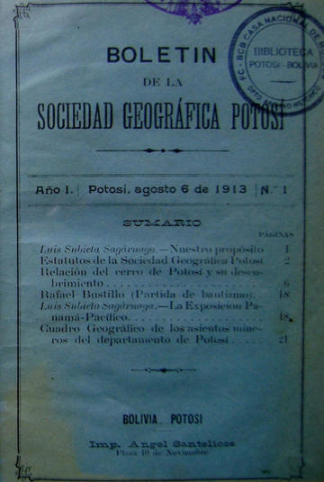 Boletín de 1913 en su reorganización a la cabeza de Ángel Casto.