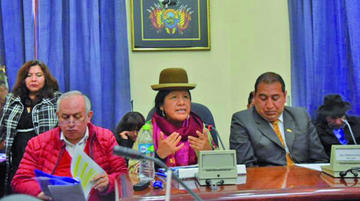El vicepresidente y la presidente del Órgano Electoral Plurinacional, Antonio Costas y María Eugenia Choque.