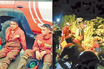 Pese a que la lluvia no cesó toda la jornada de ayer, el equipo de rescate continuaba su labor.