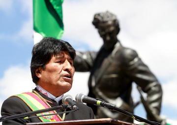 El presidente Evo Morales, en un discurso público por el Día del Mar.