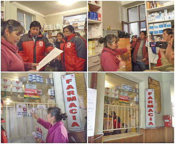 Arriba, verificaron los medicamentos en farmacia y almacén. Abajo. reapertura del área clausurada.