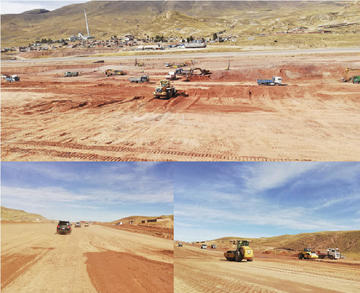 Esto ya es parte del terraplén construido para la pista de aterrizaje.