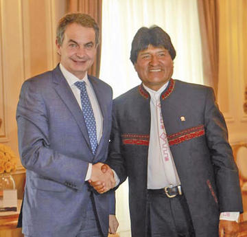 Rodríguez Zapatero acompañará a Evo Morales en la entrega de una obra.